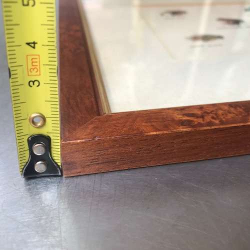 Wooden Frame with Trout Angle Fly Hooks Baits, made in Ireland, vintage, rare, from 1989