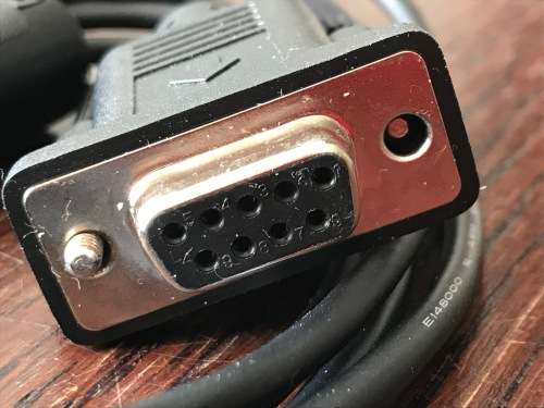 PC cable , black, 1m long,vintage 9 pin VGA to ?