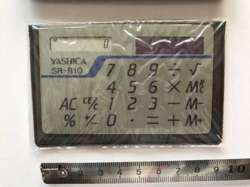 Kyocera Electronic Calculator Solar Power Yashica SR-810, card type, made in Japan, collectors item