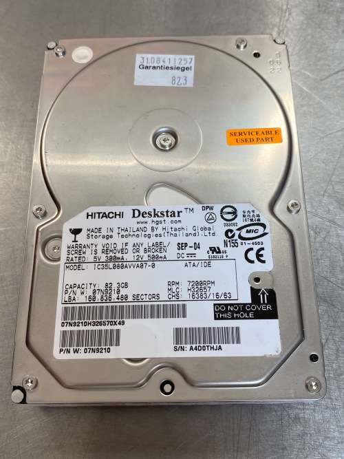 Hitachi Deskstar 82.3GB 3.5` ATA/IDE Hard Drive 7200RPM , vintage, working, formated
