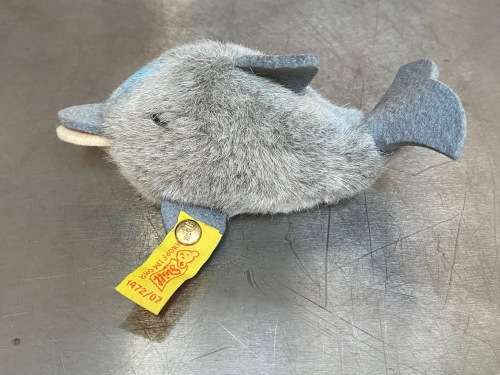 Steiff dolphin 1472/07, Germany, collectors item, vintage, kids toy, made in western Germany