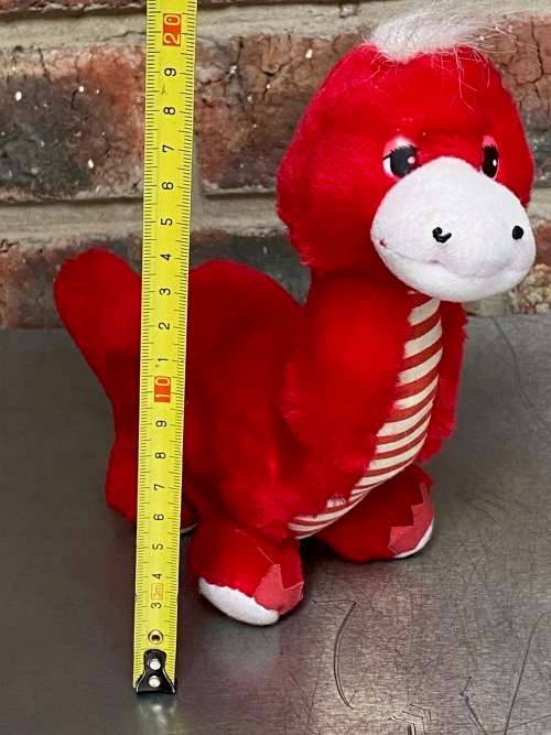 Herzl Dino, red,  Made in Germany, Hamburg,collectors item, vintage, kids toy, stuffed animal, rare