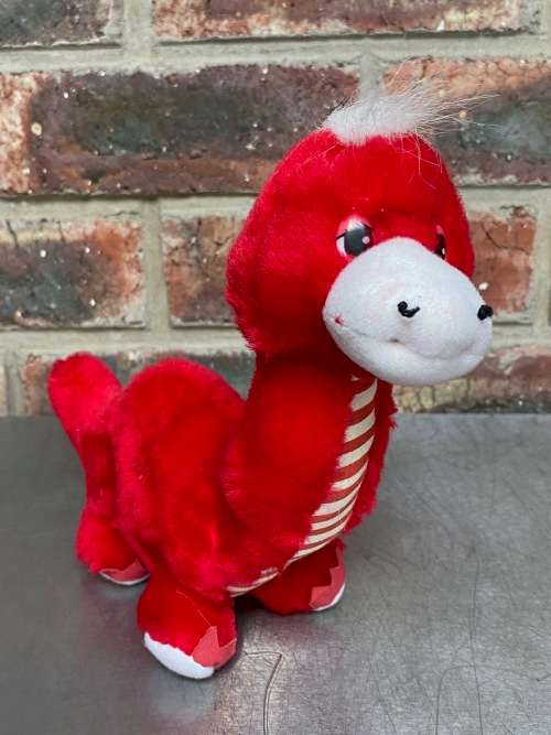 Herzl Dino, red,  Made in Germany, Hamburg,collectors item, vintage, kids toy, stuffed animal, rare