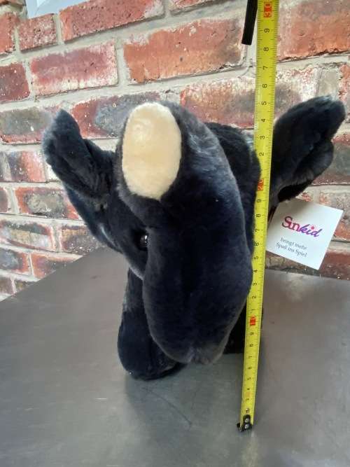 Elephant black SunKid ,stuffed animal, vintage, from Germany,collectors item, kids toy