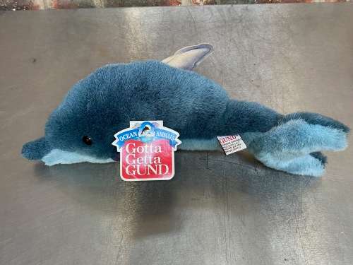 Dolphin blue Gotta Getta Gund, 1986, stuffed animal, vintage, collectors item, kids toy