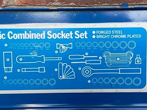 62 Piece Metric Combined Socket tool Set in metal case, vintage