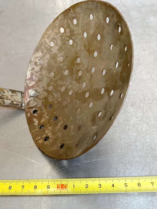 Antique copper spoon for removing foam, vintage, collectors item