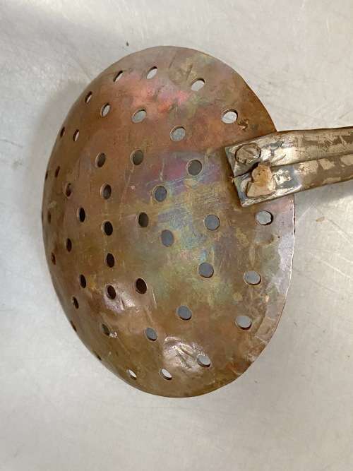 Antique copper spoon for removing foam, vintage, collectors item