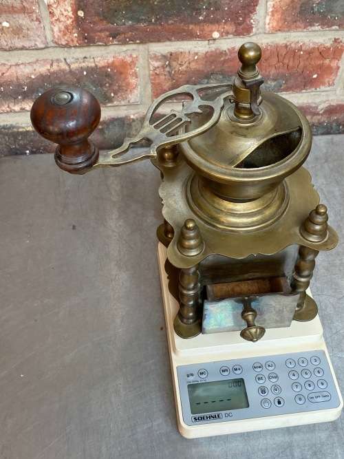 Brass heavy coffee grinder mill vintage, collectors item