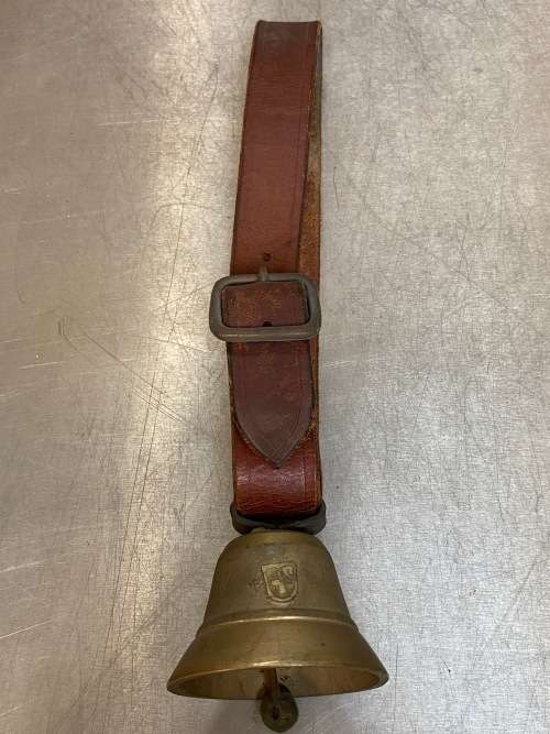 Brass Hand Bell with leather strap, collectors item, vinatge