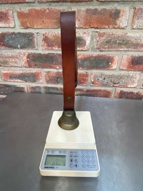 Brass Hand Bell with leather strap, collectors item, vinatge