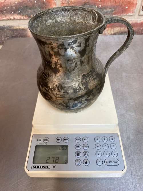 Silver ? on copper jug pot vintage , collecorts item