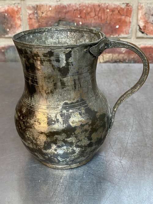 Silver ? on copper jug pot vintage , collecorts item