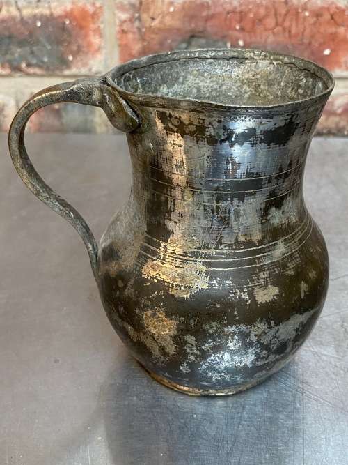 Silver ? on copper jug pot vintage , collecorts item