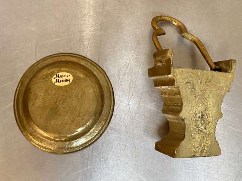 Brass Lot : Flush Wall Vase + brass plate , vintage , antique, collectors item