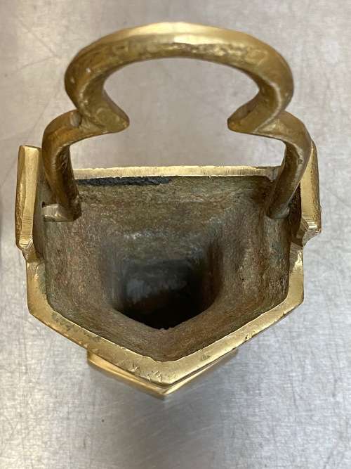 Brass Lot : Flush Wall Vase + brass plate , vintage , antique, collectors item