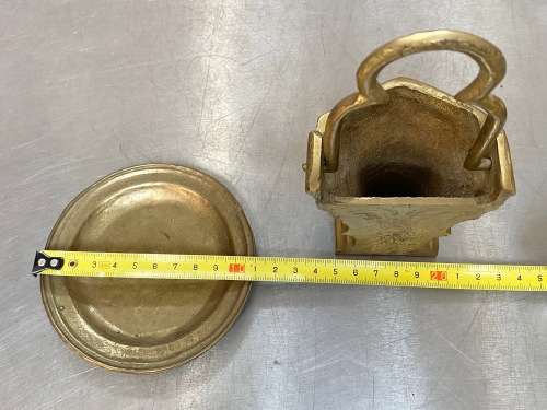 Brass Lot : Flush Wall Vase + brass plate , vintage , antique, collectors item