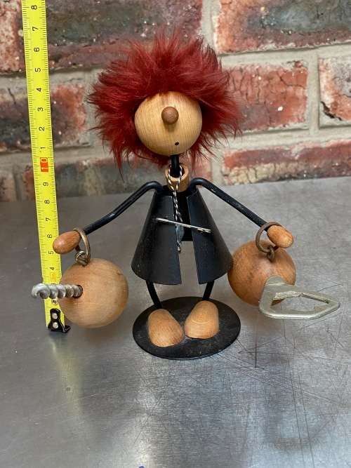 Bar Set : Metal figure with bottleopener and corkscrew from the 50s/60s ,vintage, item collectors