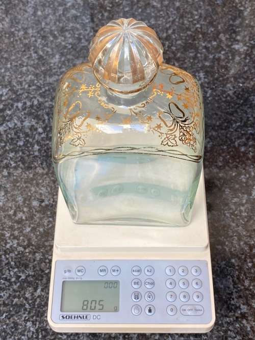 ANTIQUE VINTAGE CASABLANCA Vigo MAH Gold Gilt Glass Art Deco Decanter Bottle