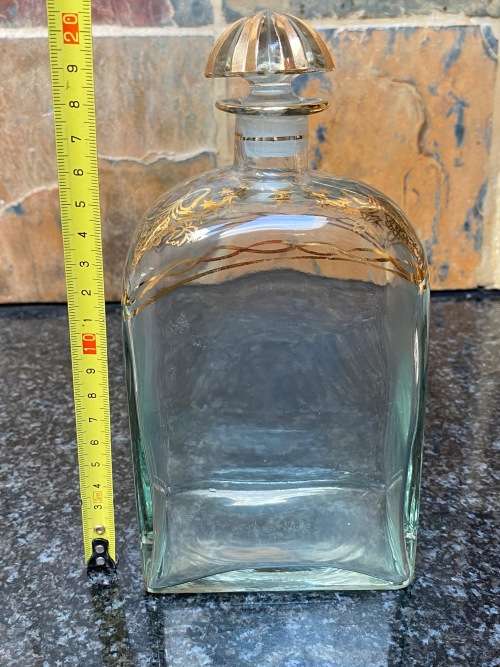 ANTIQUE VINTAGE CASABLANCA Vigo MAH Gold Gilt Glass Art Deco Decanter Bottle