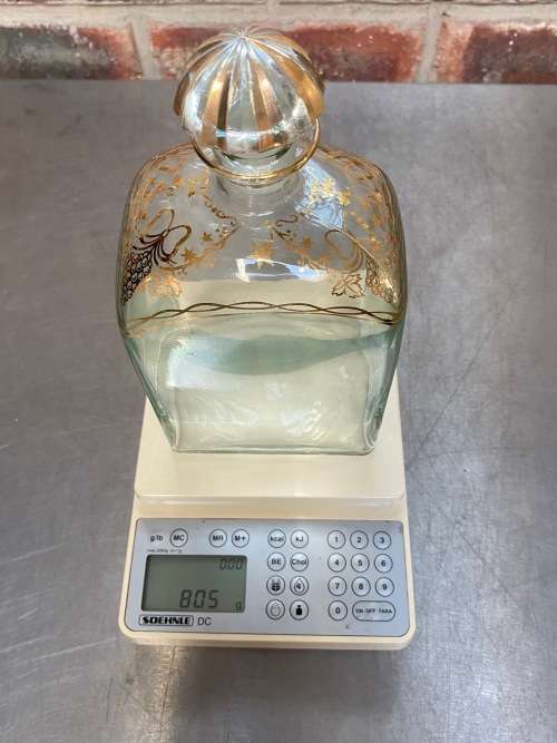 ANTIQUE VINTAGE CASABLANCA Vigo MAH Gold Gilt Glass Art Deco Decanter Bottle