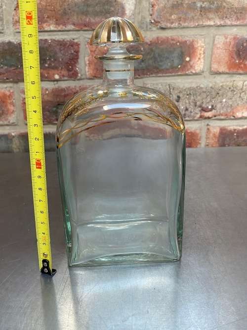 ANTIQUE VINTAGE CASABLANCA Vigo MAH Gold Gilt Glass Art Deco Decanter Bottle