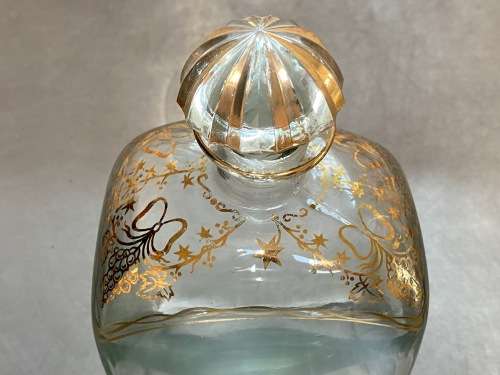 ANTIQUE VINTAGE CASABLANCA Vigo MAH Gold Gilt Glass Art Deco Decanter Bottle