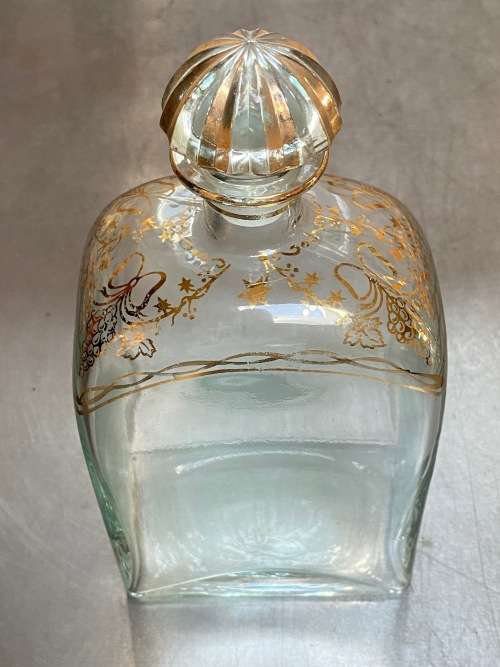 ANTIQUE VINTAGE CASABLANCA Vigo MAH Gold Gilt Glass Art Deco Decanter Bottle