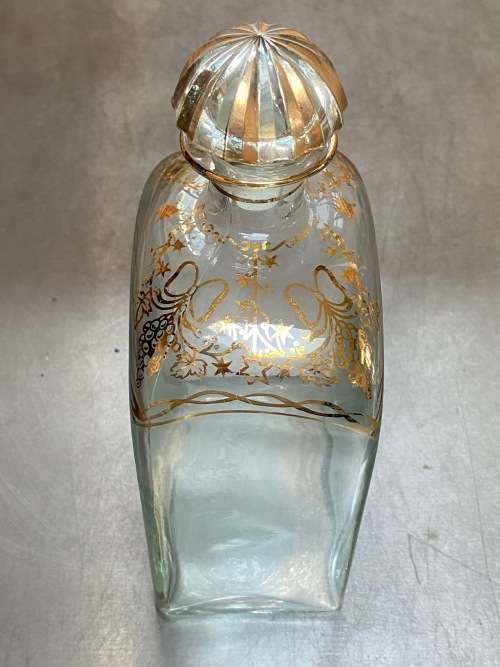 ANTIQUE VINTAGE CASABLANCA Vigo MAH Gold Gilt Glass Art Deco Decanter Bottle