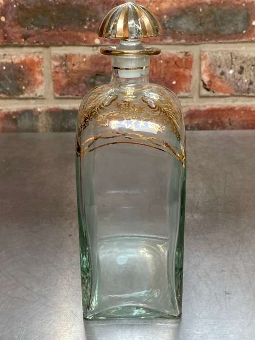 ANTIQUE VINTAGE CASABLANCA Vigo MAH Gold Gilt Glass Art Deco Decanter Bottle