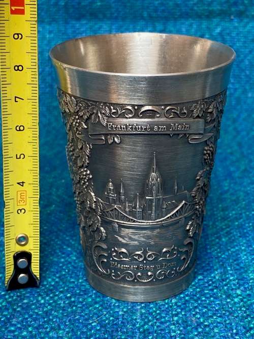 Pewter Zinn-Becker Stuttgart, Frankfurt Main tankard mug  Lot 8, size :11cm high, Made in Germany