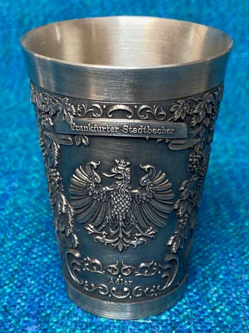 Pewter Zinn-Becker Stuttgart, Frankfurt Main tankard mug  Lot 8, size :11cm high, Made in Germany