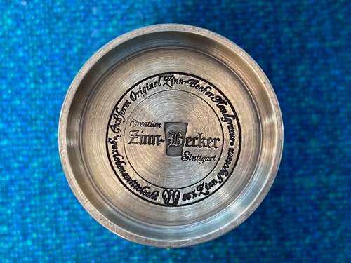 Pewter Zinn-Becker Stuttgart, Frankfurt Main tankard mug  Lot 8, size :11cm high, Made in Germany