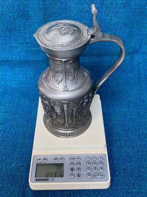 Pewter Wine Jug ,Beer Mug, SKS Design Germany from the 70s Lot9, collectors item, hight 23cm,859gr