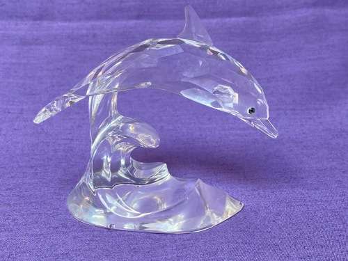 Swarovski Crystal DOLPHIN on a Wave, Swarovski code numbers: 190 365 / 7644 000 001 from the 90s