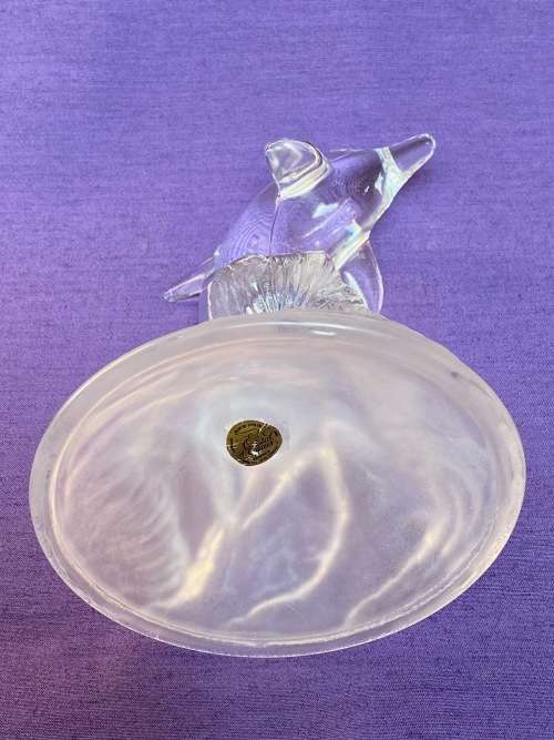 Cristal D`Arques Dolphin Vintage , made in France, clear , from the 90s, collection item, 15.9cm