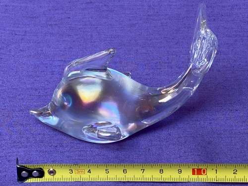 Vintage Dolphin Figure,  mouth-blown glass dolphin, from the 90s, collection item