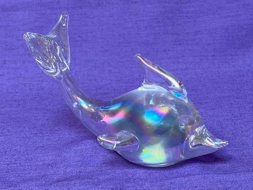 Vintage Dolphin Figure,  mouth-blown glass dolphin, from the 90s, collection item