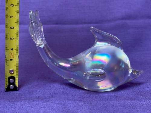 Vintage Dolphin Figure,  mouth-blown glass dolphin, from the 90s, collection item