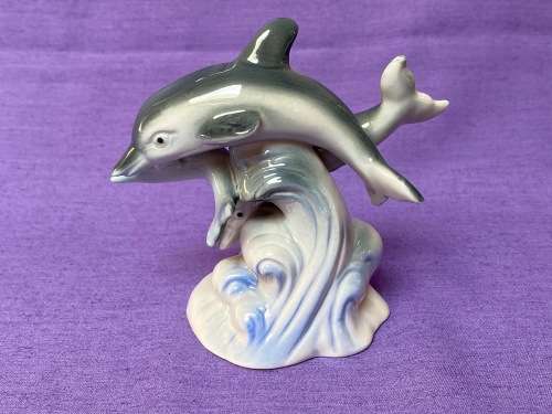 Porcelain Dolphin Figure vintage 90s LOT 2, collection item,