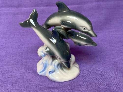 Porcelain Dolphin Figure vintage 90s LOT 2, collection item,
