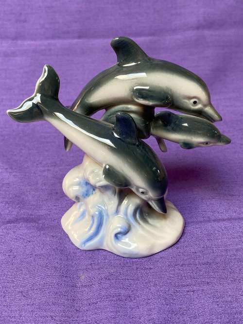 Porcelain Dolphin Figure vintage 90s LOT 2, collection item,