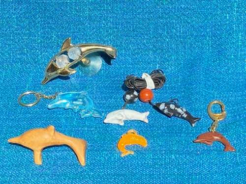 Porcelain dolphins (4) vintage, approx.from the  80s, collection item,