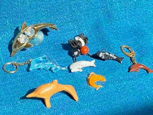 Porcelain dolphins (4) vintage, approx.from the  80s, collection item,