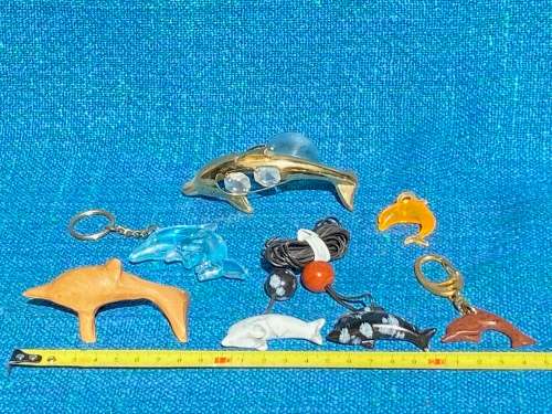 Porcelain dolphins (4) vintage, approx.from the  80s, collection item,
