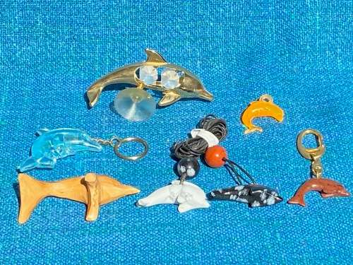 Porcelain dolphins (4) vintage, approx.from the  80s, collection item,