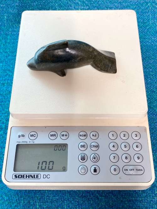 Stone (Sopestone) Dolphin figure green, collection item,