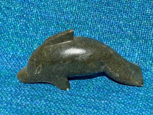 Stone (Sopestone) Dolphin figure green, collection item,
