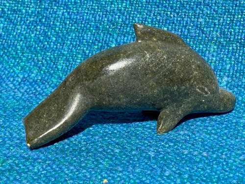 Stone (Sopestone) Dolphin figure green, collection item,