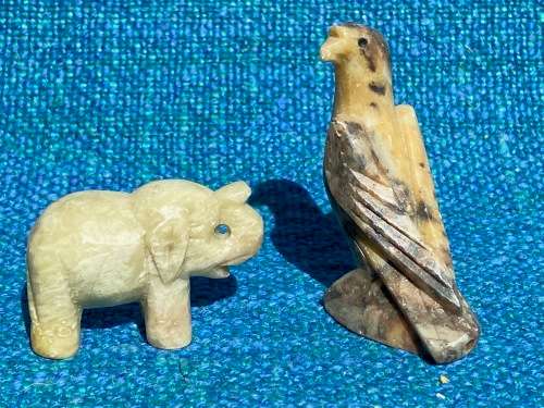 Sopestone firgures eagle elephant , collection item,